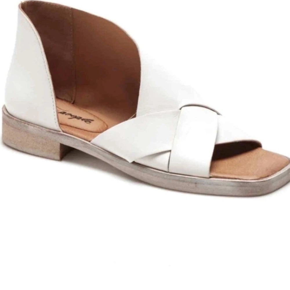Free People White Sandals with Crisscross Straps